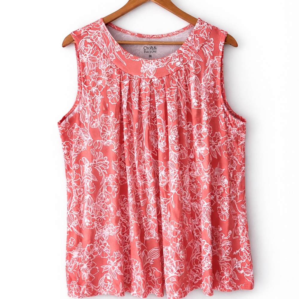 *NWOT* Croft & Barrow Pink Coral Pleated Tank Top- XXL